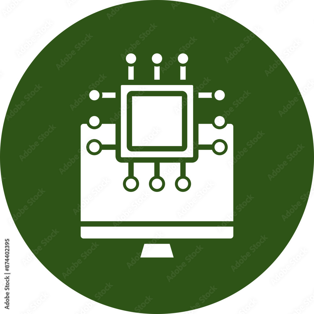 Monoitoring Vector Glyph Green Circle Icon Monoitoring Vector Glyph Green Circle Icon
