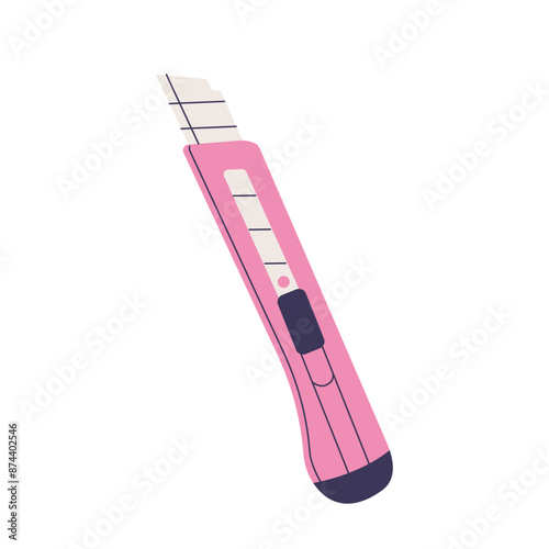 Childrens school elements. Kid school item. Student supplies. Stationery knife