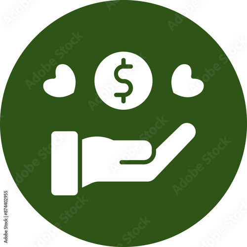 Charity Vector Glyph Green Circle Icon