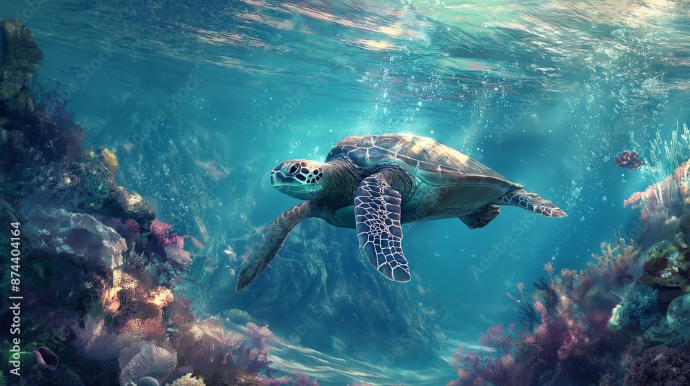 Fototapeta premium underwater realm was a hidden paradise, teeming with life and color