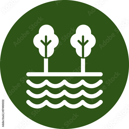 Creek Vector Glyph Green Circle Icon