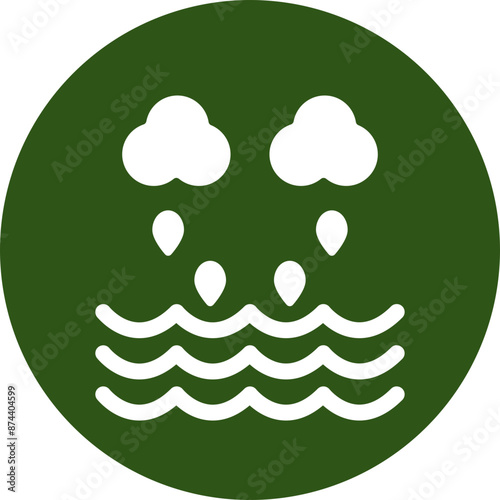 Rainstorm Vector Glyph Green Circle Icon