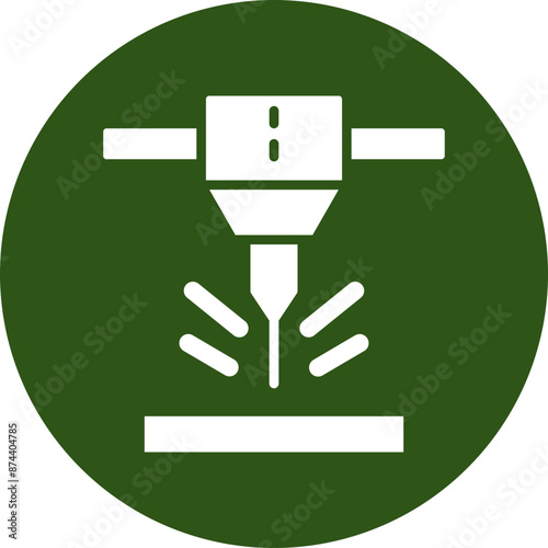 Cnc Machine Glyph Green Circle Icon