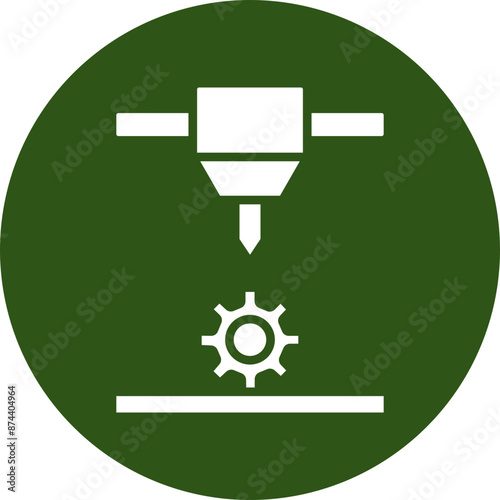 Gear Glyph Green Circle Icon