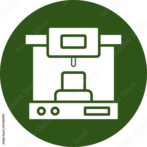 3d Printer Glyph Green Circle Icon