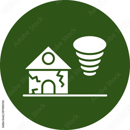 Twister Glyph Green Circle Icon