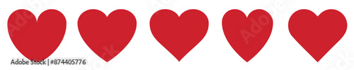 Red heart icons vector set.
