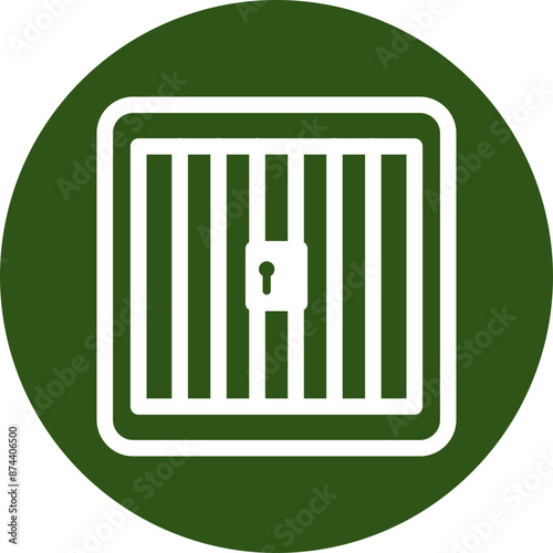 Jail Glyph Green Circle Icon