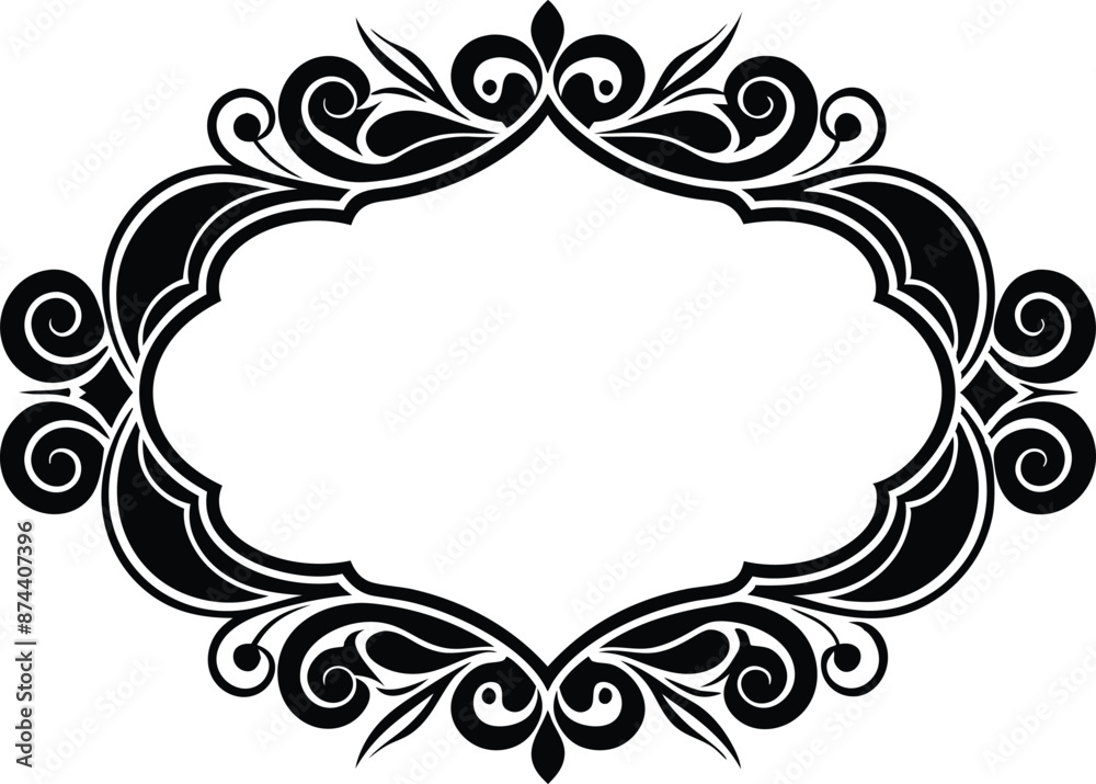 Calligraphic ornament blank frame illustration black and white Calligraphic ornament blank frame illustration black and white