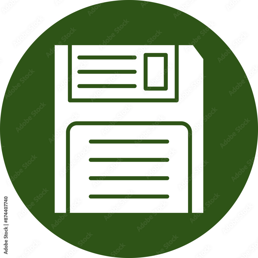 Floppy Disk Glyph Green Circle Icon