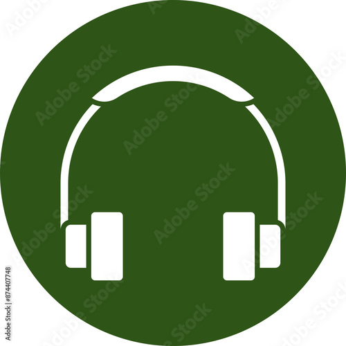 Headphone Glyph Green Circle Icon