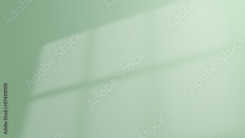 Green abstract background. Abstract green gradient. Minimalist futuristic background. Concept of light shadow background from window