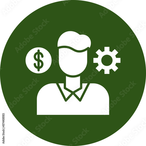 Entrepreneur Glyph Green Circle Icon