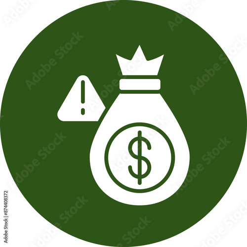 Risk Investment Glyph Green Circle Icon