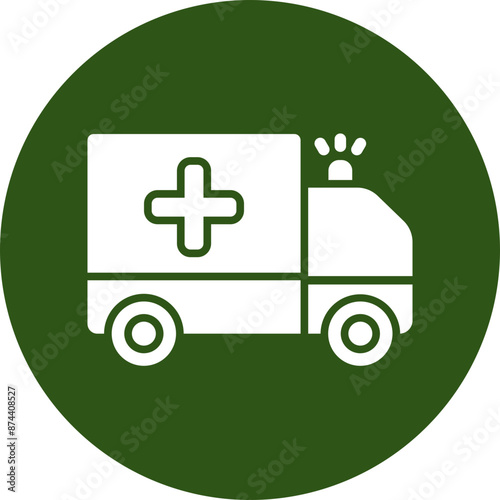 Ambulance Glyph Green Circle Icon