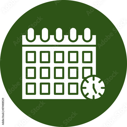 Schedule Glyph Green Circle Icon