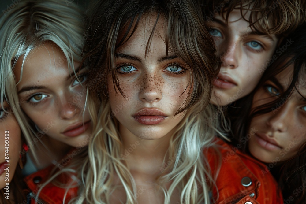 a group of futuristic rich teenagers a group of futuristic rich teenagers