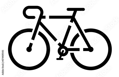 Bicycle sign, clip art. Cycling. The concept of active recreation. Two-wheeled means of transportation. Logo for bicycle equipment. Black bicycle for application on t-shirt.