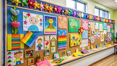 back to school . A bulletin board in a classroom decorated © Natalie