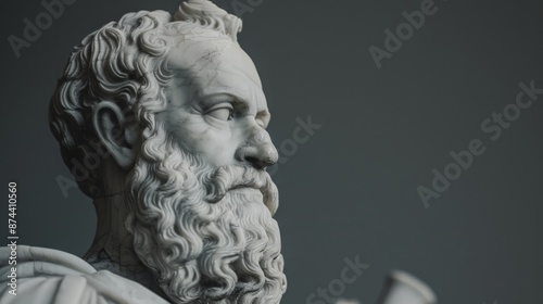 Ancient Greek mathematician marble bust in minimalist style