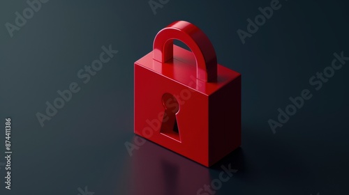 Red padlock symbolizing security and protection on dark background. Ideal for cybersecurity, data protection, and privacy concepts. photo