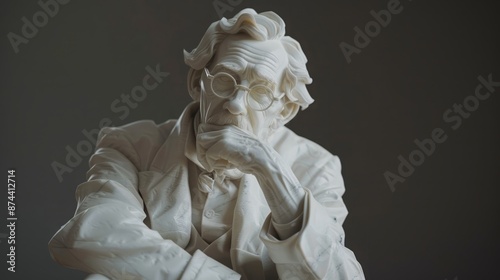 Marble portrait bust of influential Hungarian mathematician photo