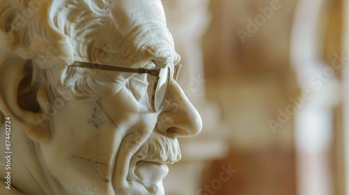 Marble portrait sculpture of influential Hungarian mathematician