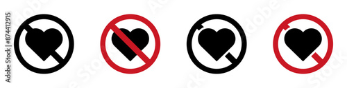 No love flat vector icons set