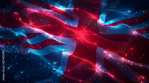 Patriotic Flag, A flag representing patriotism, glowing with magical light. Describe the flag and its significance. Vector illustrate, high detailed