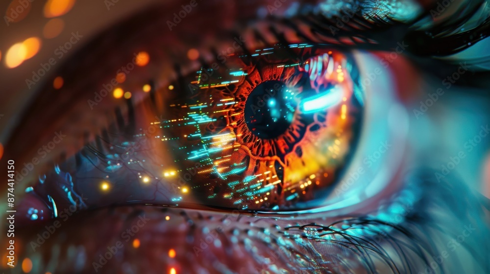 A close up of a person's eye with a bright blue background A close up of a person's eye with a bright blue background
