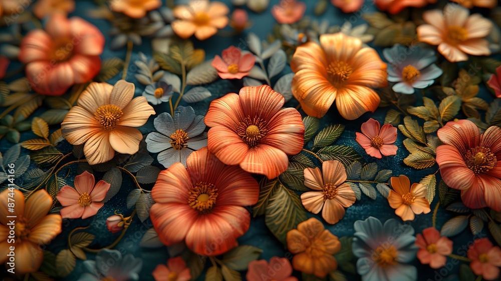 Fototapeta premium Floral Carpet of Hope, A floral carpet glows with hope, symbolizing the life-saving potential of organ donation in a distant world. Art Nouveau, 4K, tv show quality