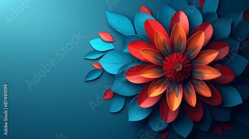 Pookalam of Renewal, A vibrant Pookalam design represents the renewal of life through organ transplantation in a sci-fi world. Mockup Style, Minimalism