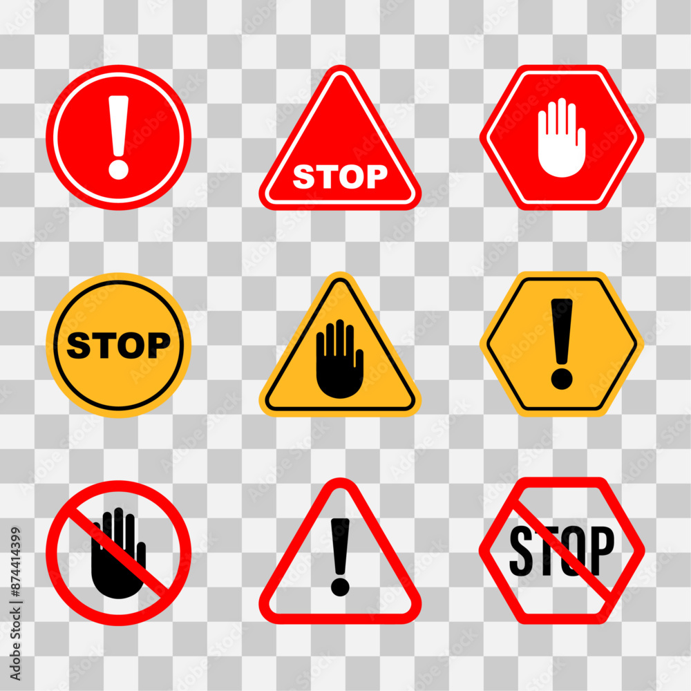 Warning Sign Stop Signs Attention Warning Sign Stop Signs Attention