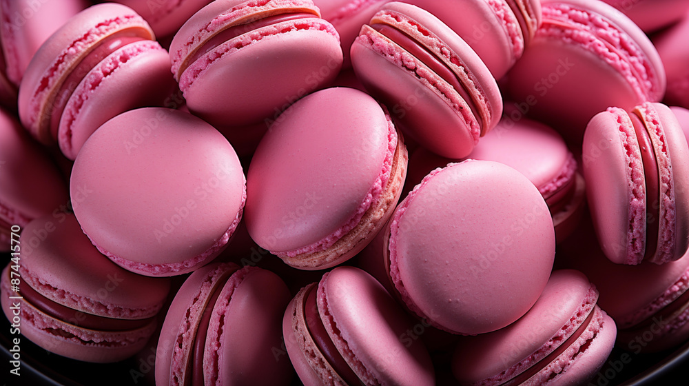 Pink berry macaroon cookies close-up view Pink berry macaroon cookies close-up view