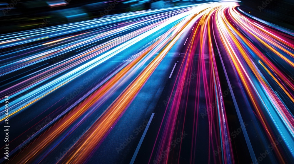 Abstract Light Trails on a Night Road Abstract Light Trails on a Night Road