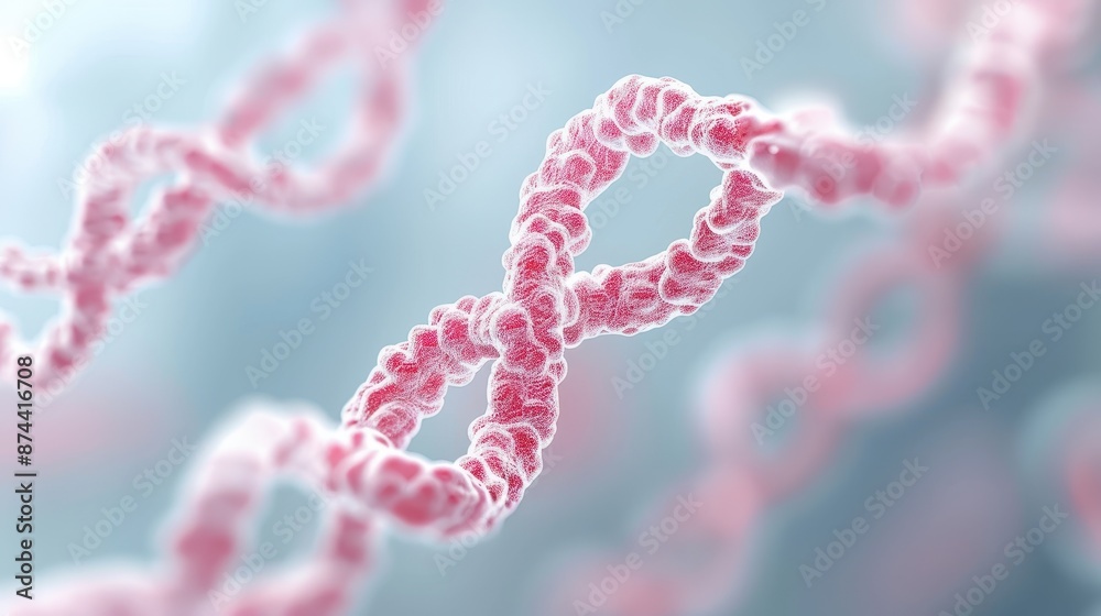 A close up of a pink DNA strand A close up of a pink DNA strand