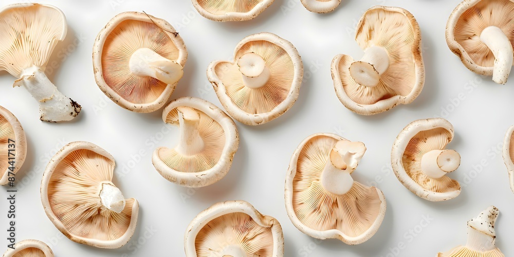 Wood Ear Mushrooms Arranged in a Flat Lay Style on a White Background for Design Purposes. Concept Food Styling, Flat Lay Photography, Culinary Art, Natural Ingredients, Minimalist Design Wood Ear Mushrooms Arranged in a Flat Lay Style on a White Background for Design Purposes. Concept Food Styling, Flat Lay Photography, Culinary Art, Natural Ingredients, Minimalist Design