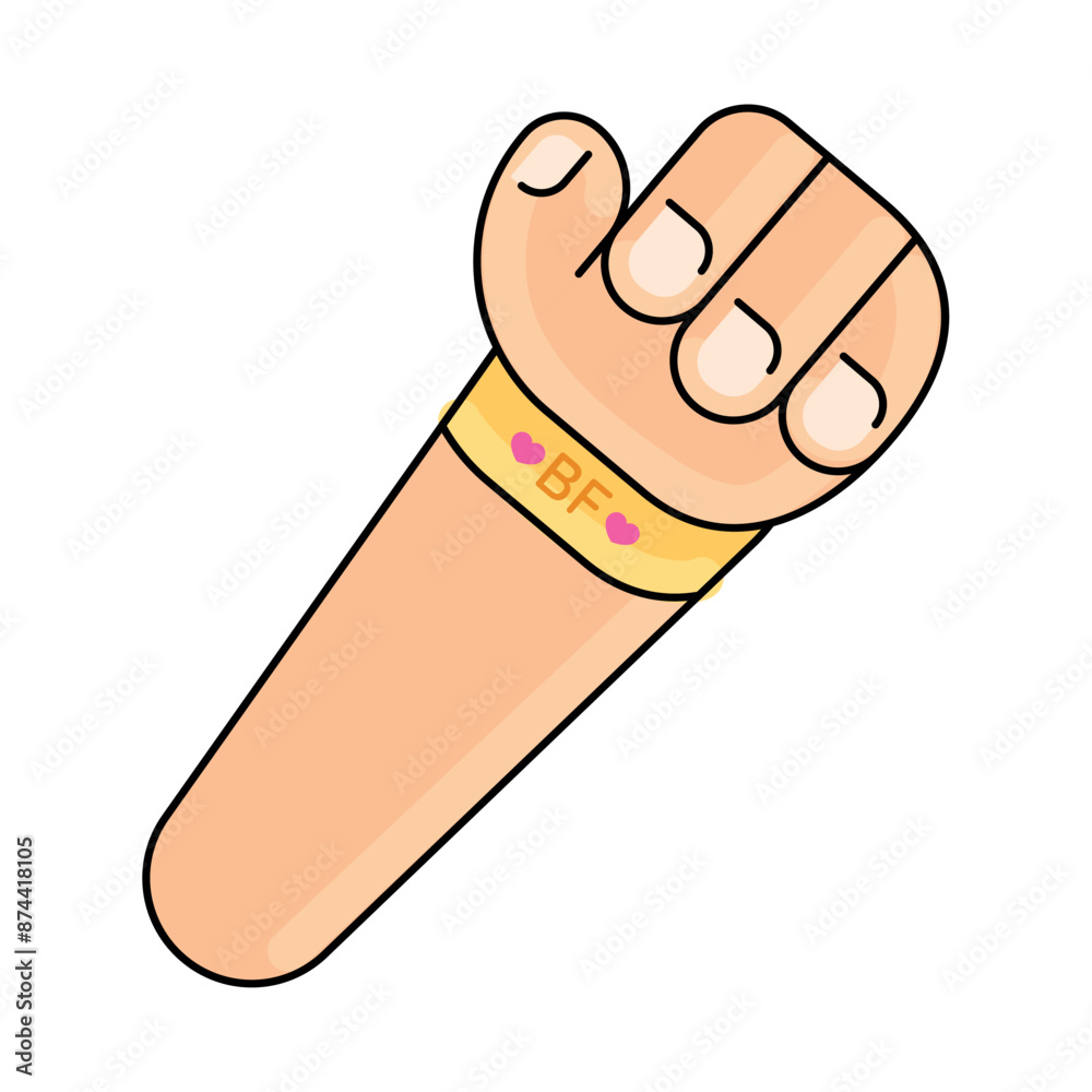 Children hand Friendship bracelet Vector illustration Children hand Friendship bracelet Vector illustration