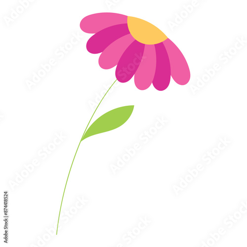 Pink daisy flower icon Flat design Vector illustration