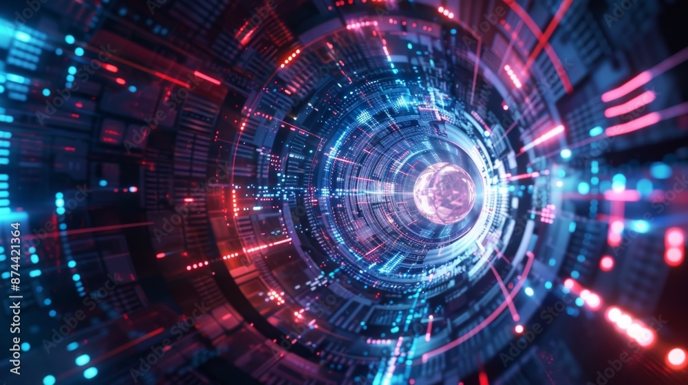 Futuristic abstract technology background and conceptual HUD space. Futuristic abstract technology background and conceptual HUD space.