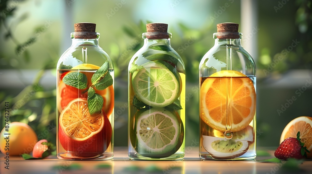 Refreshing Infused Water Bottles with Citrus Fruits and Berries Refreshing Infused Water Bottles with Citrus Fruits and Berries
