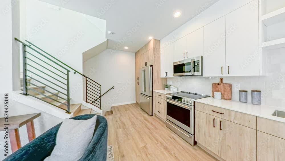 360-degree rotational view of a modern luxury home interior kitchen and ...