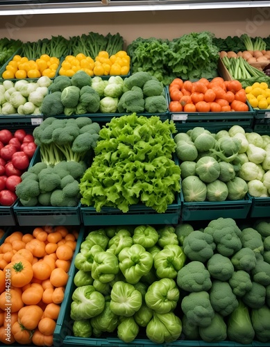 Closeup view of vegetables in supermarket