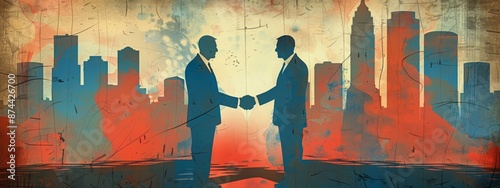 Corporate Professionals in Tense Negotiation - Business Dispute, Agreement, and Handshake