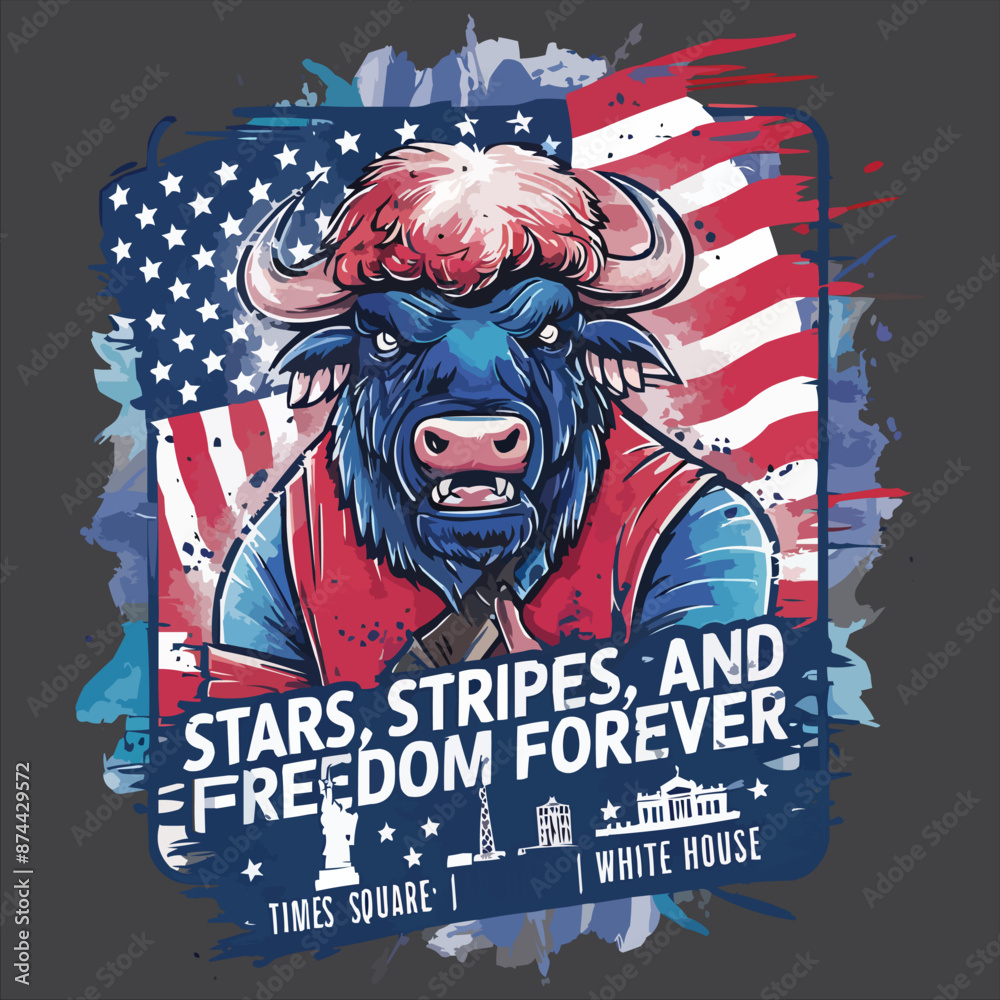 Obraz premium T-shirt design for the Independence celebration of USA