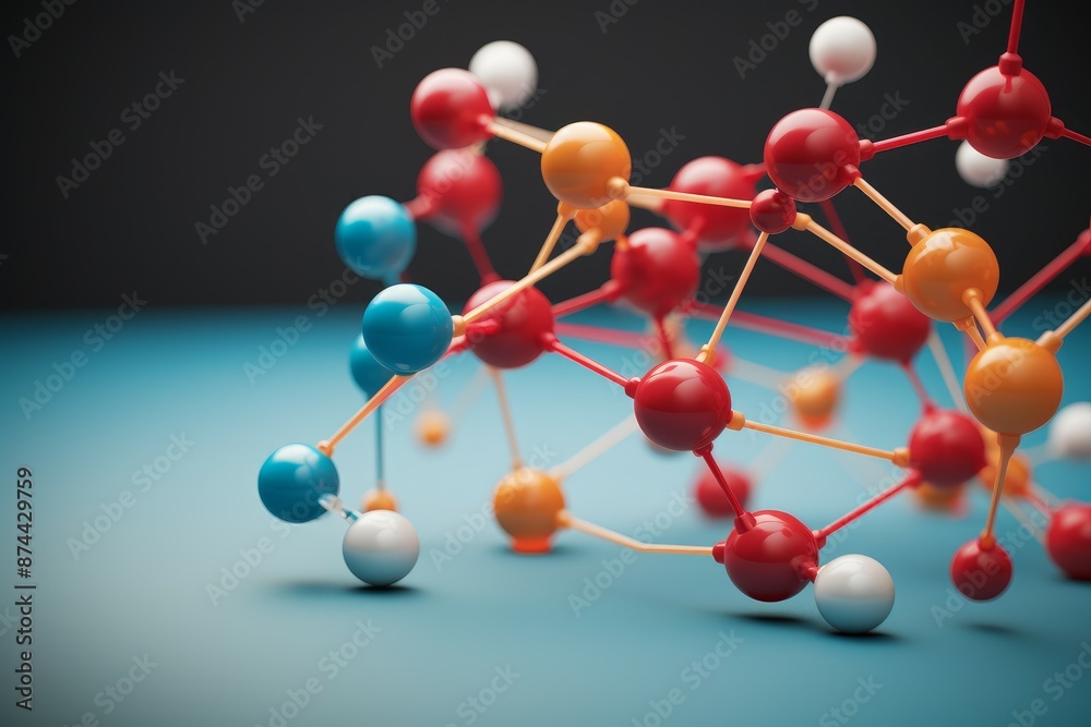Obraz premium Educational image of a 3d molecular structure with multicolored atoms connected by bonds