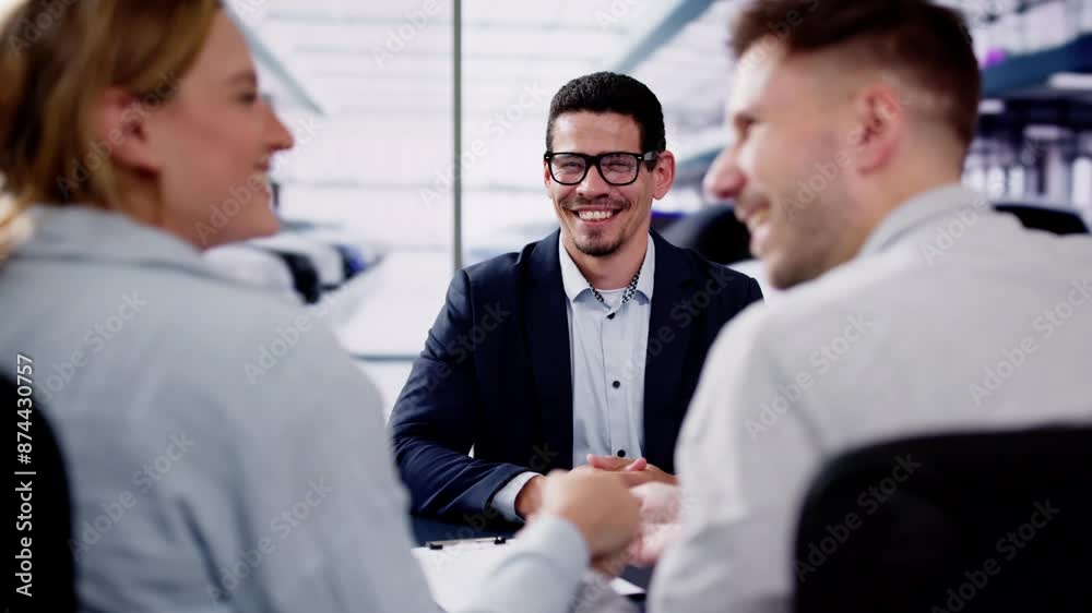 custom made wallpaper toronto digitalyoung salesman smiles while handing over the keys to a couple buying a new car