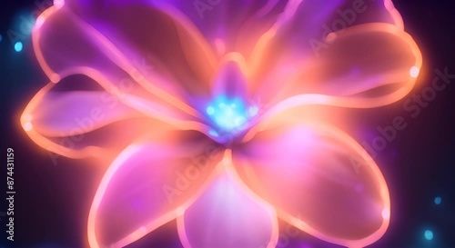 Wallpaper Mural Glowing magic flower on blue background with lights and bokeh 4k animation Torontodigital.ca