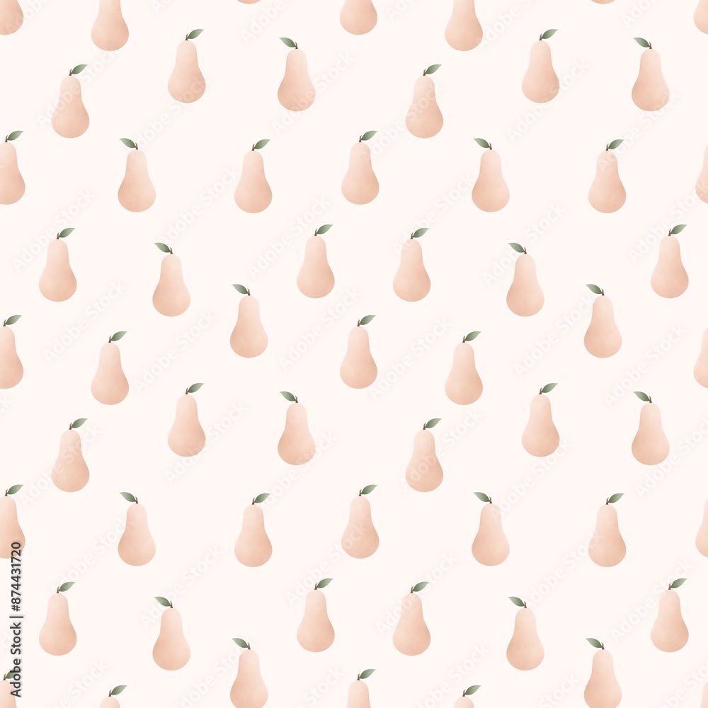 Seamless pattern of cute minimalist pears with leaves Seamless pattern of cute minimalist pears with leaves