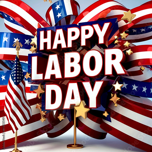 Celebration of Happy labor day photo